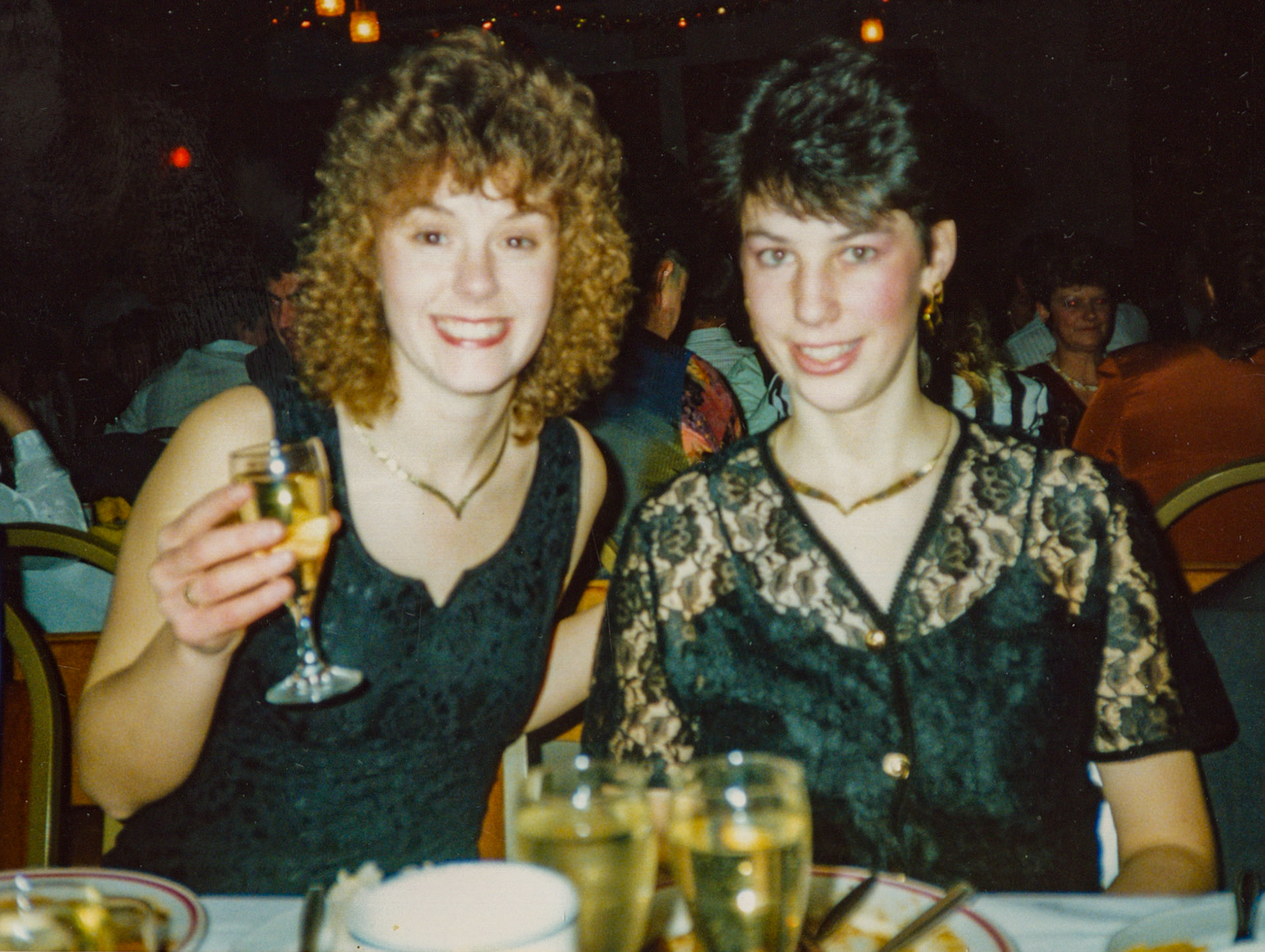 1992 Honiton Last Dinner-Dance, 4th January: Wendy Hawker and Peta Wakeham (Courtesy Wendy Hawker)