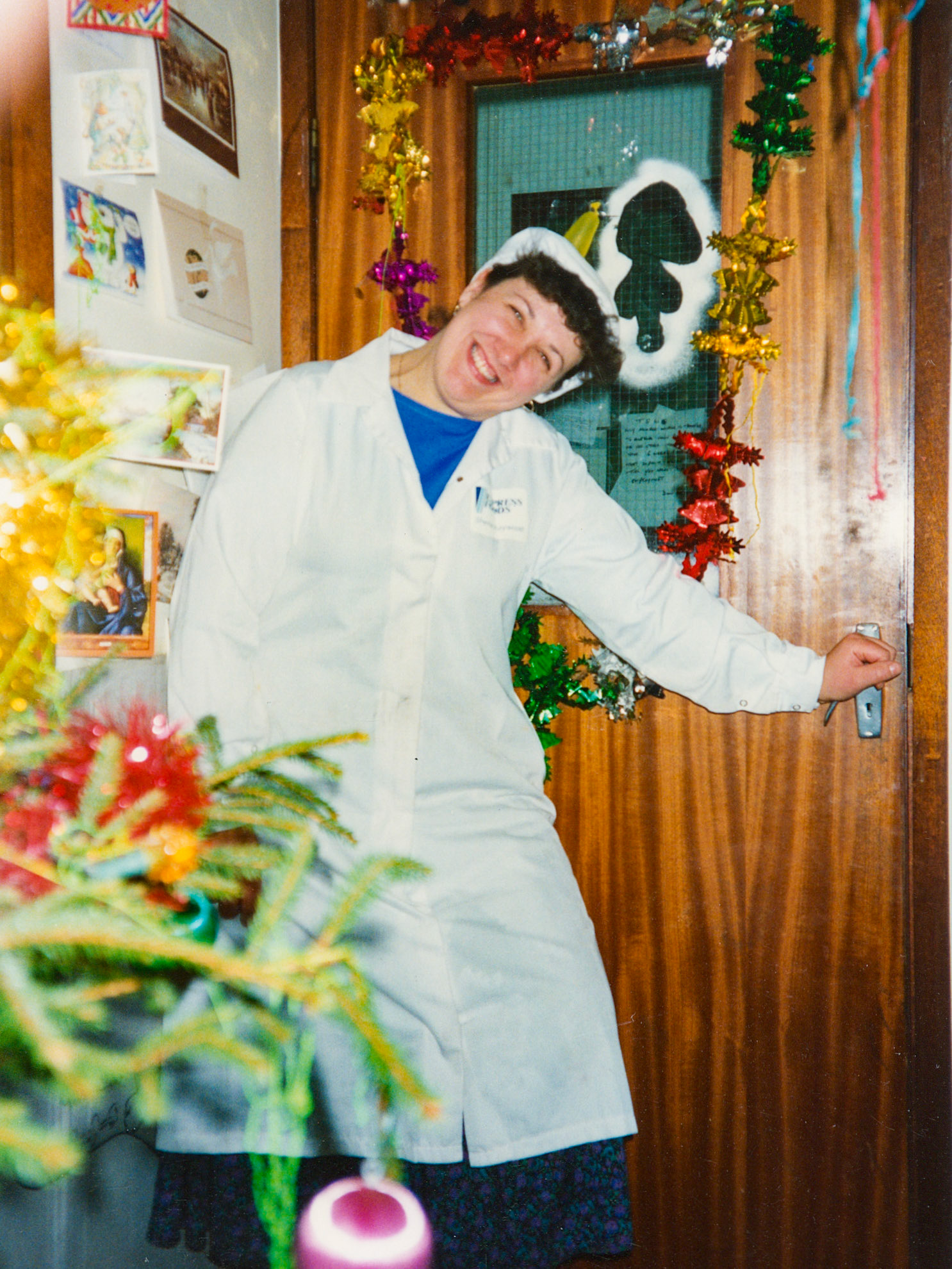 1991 Honiton, Xmas Eve: Sheila Webber-'too much drink already!' (Courtesy Wendy Hawker)