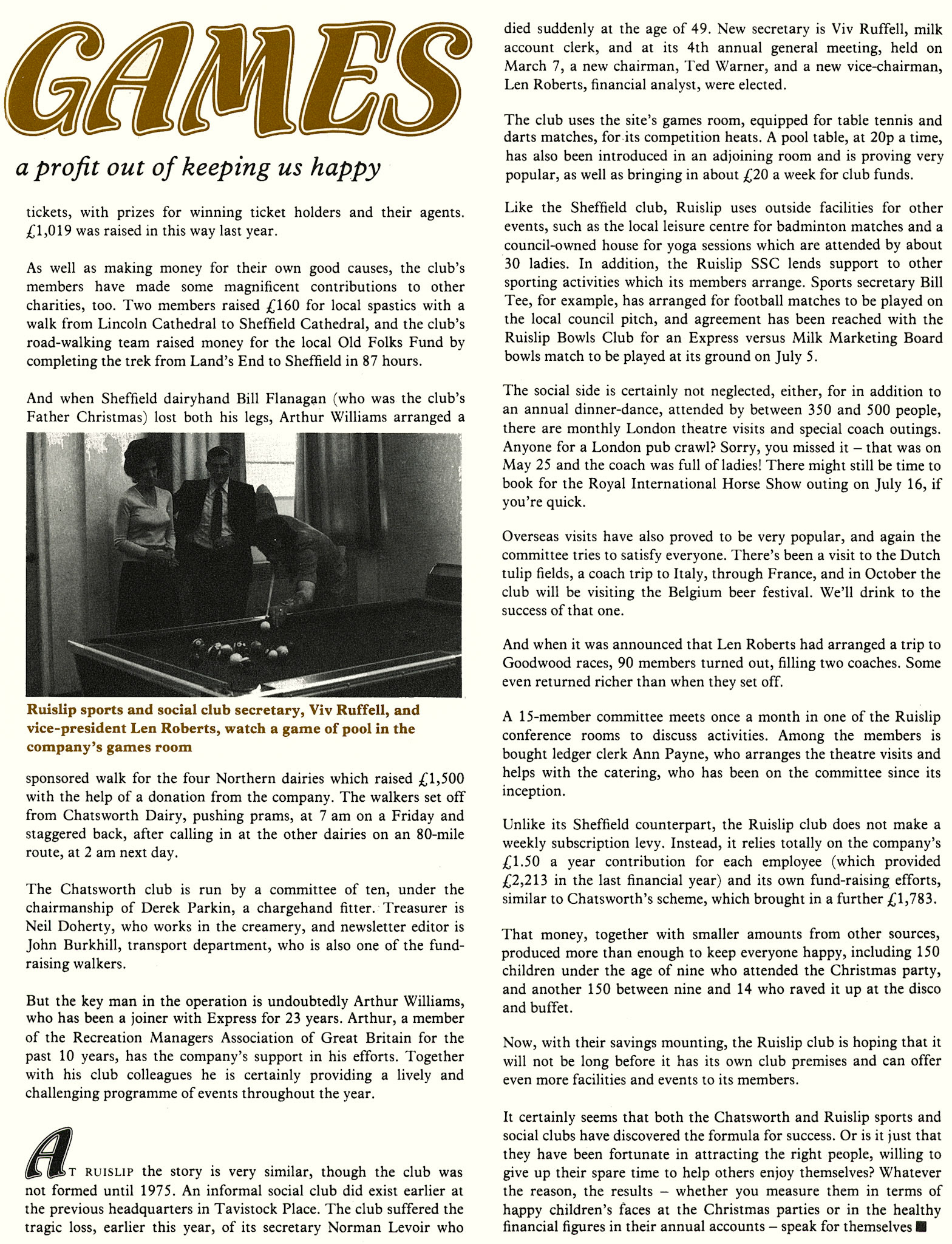 1979 Chatsworth and Ruislip social clubs. (Express News Summer)