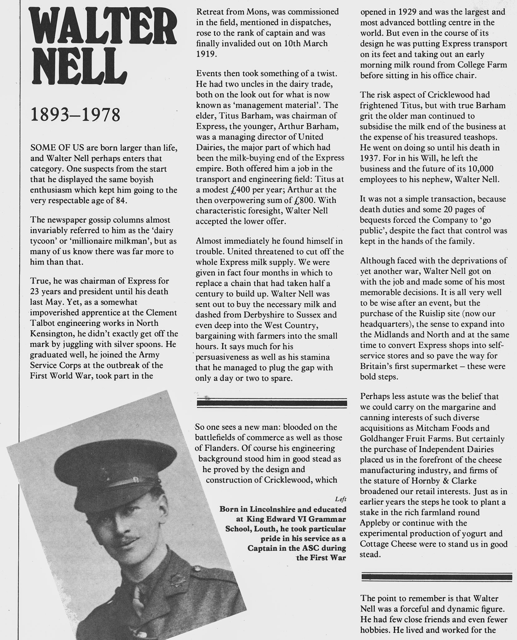 1978 Walter Nell obituary. (Express News Autumn)