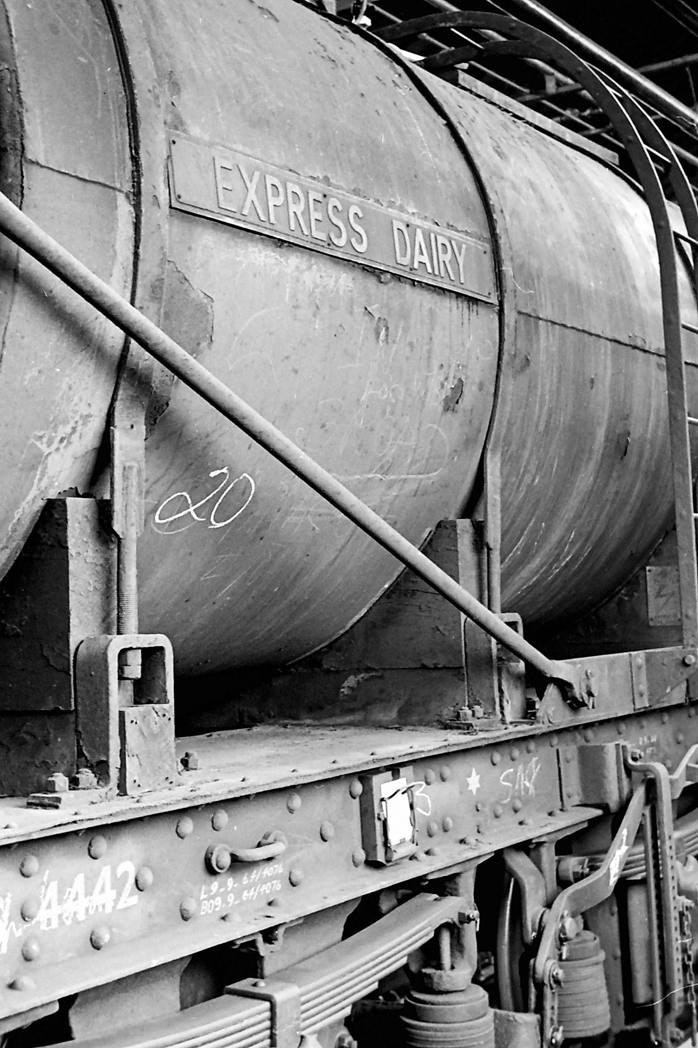 1970's Closeups of milk tankers being unloaded at South Morden. (Photographer Sam Jones)