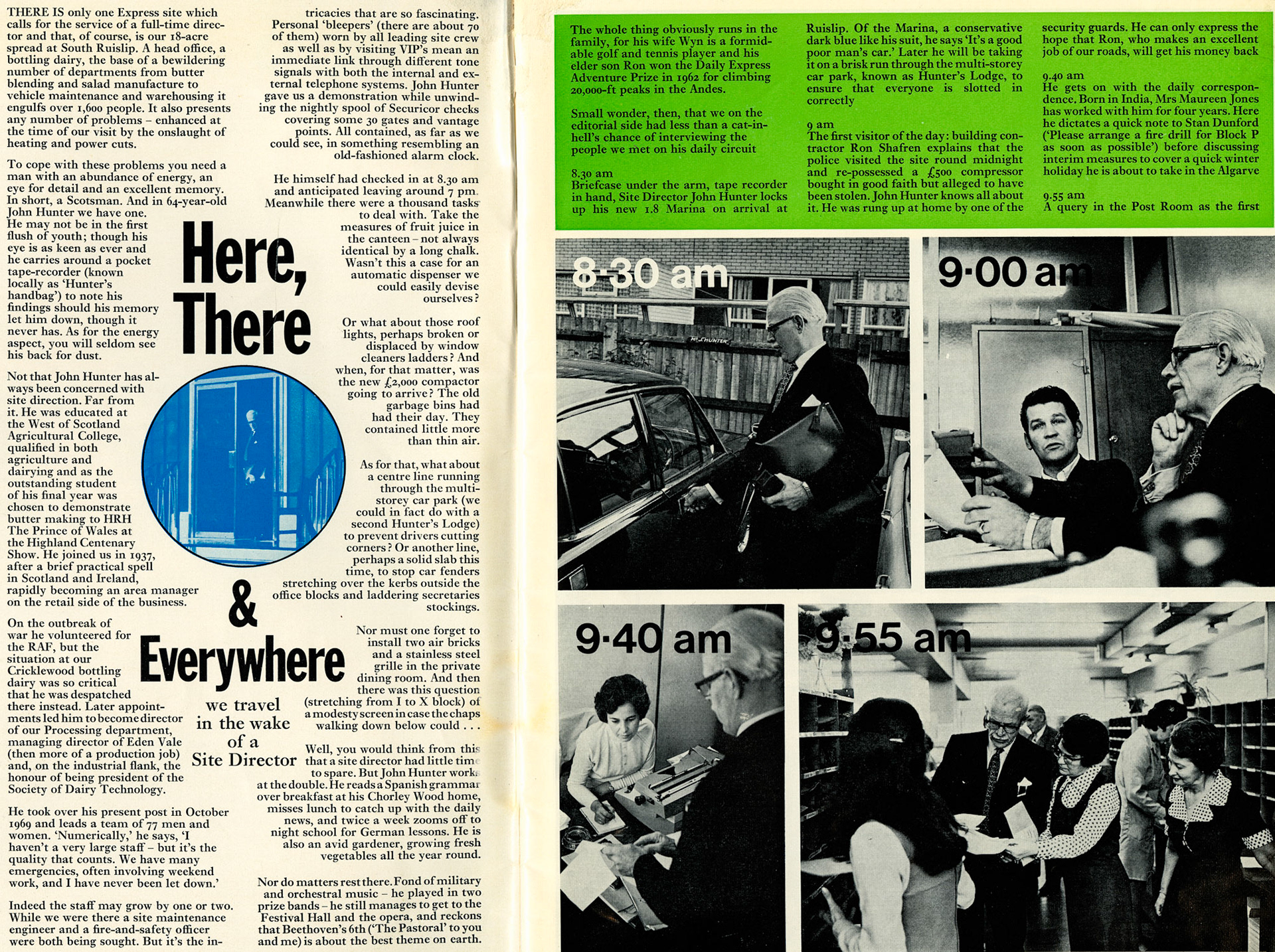 1974 Day in the Life of John Hunter, Site Director at South Ruislip Head Office