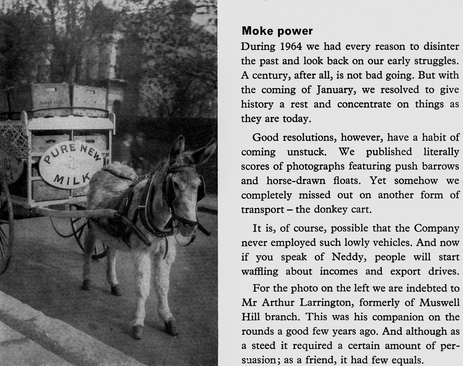 1900s? Muswell Hill donkey cart, submitted by Arthur Larrington. (April 1965 Express News)