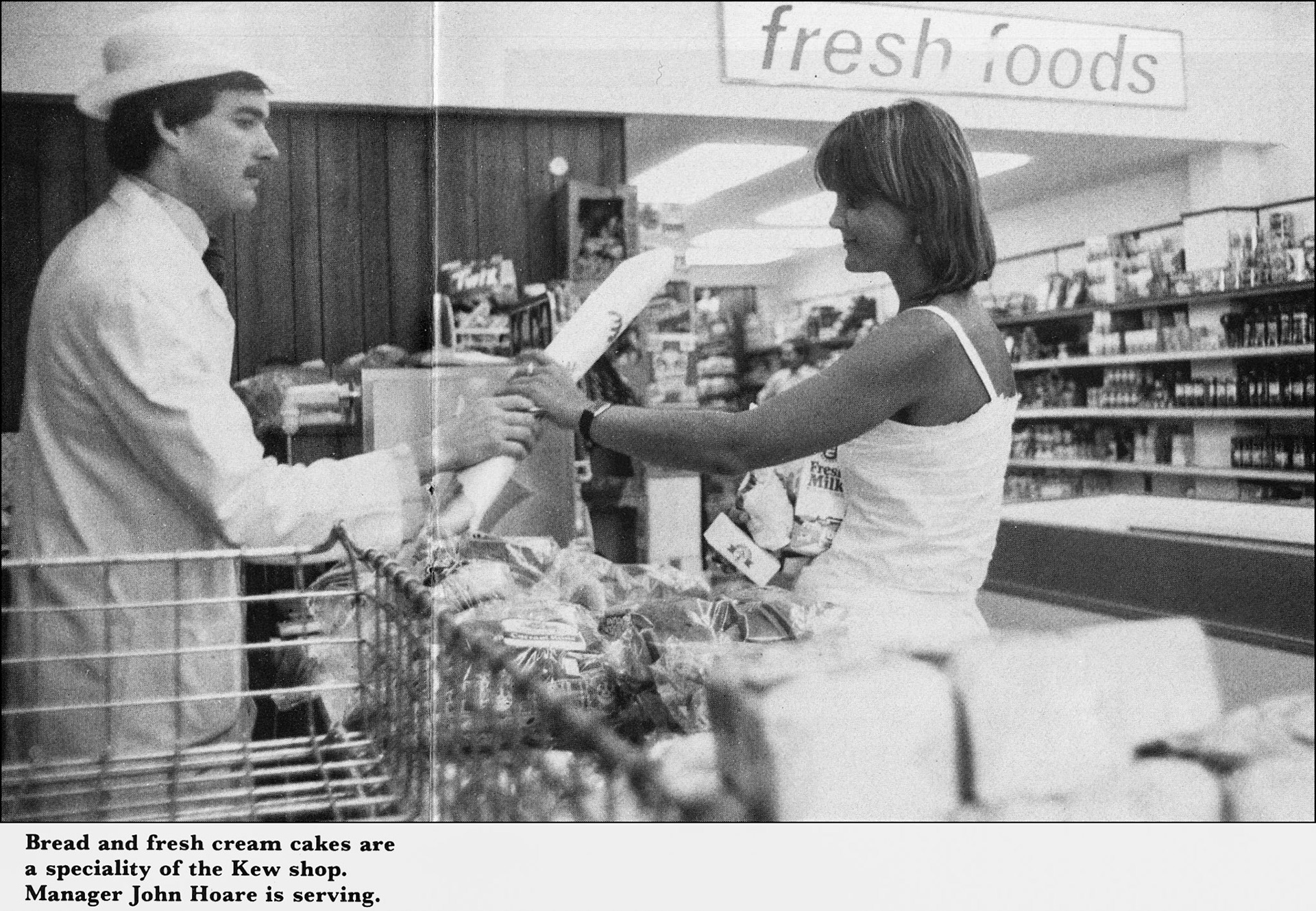 1981 Kew Gardens shop manager John Hoare serviing a customer. Kongo G Ramsey comments "My mum Ruth Ells managed three Express Dairy shops in the 1970s-Horn Lane-Acton, Ealing Broadway, and Kew Road." (Express News December)