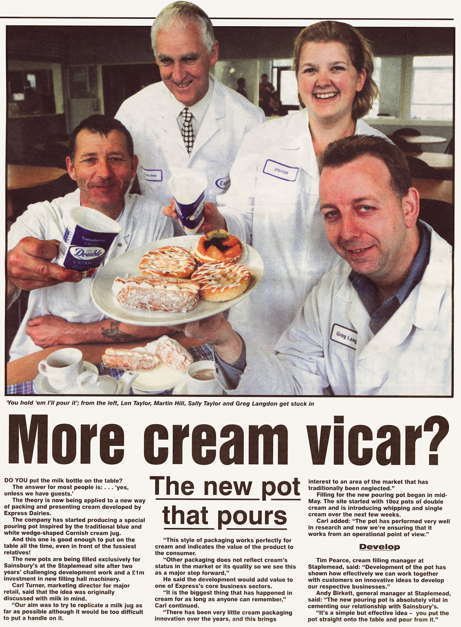 2000 New style cream pots filled at Staplemead for Sainsbury's. (Courtesy Michael Aldread)