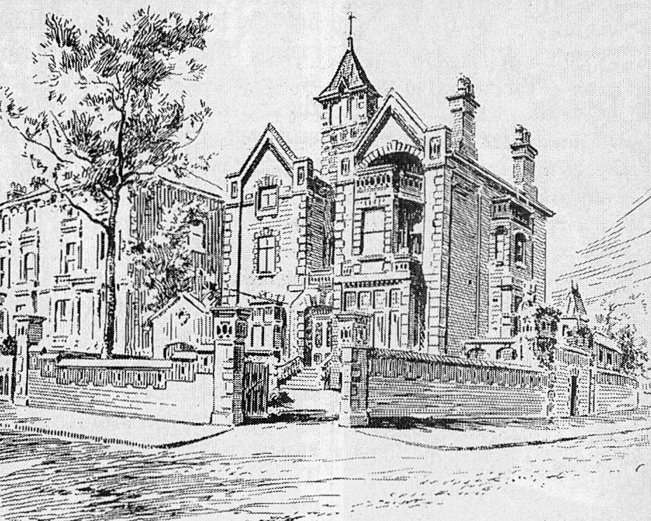 1926 Danehurst, 112 Haverstock Hill, Hampstead, NW3. George Barham's home from 1878, picture from Kelly's Directory 1926 when the house was used as a nursing home. (Courtesy Camden Society)