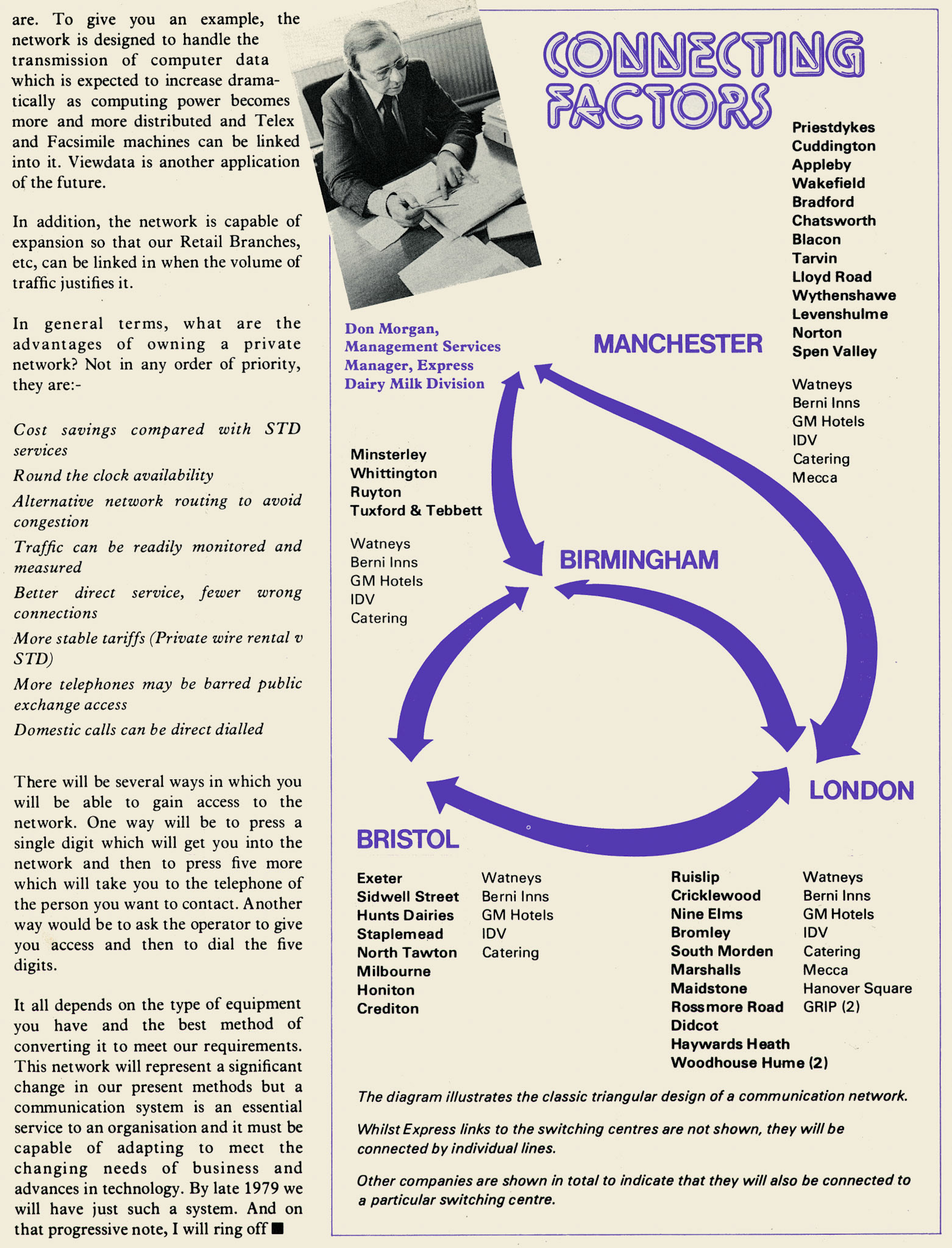 1978 Don Morgan explains the thinking behind the proposed 'Met Line' telephone network. (Express News Autumn)
