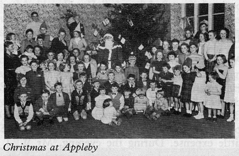 1957 Christmas at Appleby. Sue Anderson says she's the nurse on the front row with her 'patient' Willy Forrester