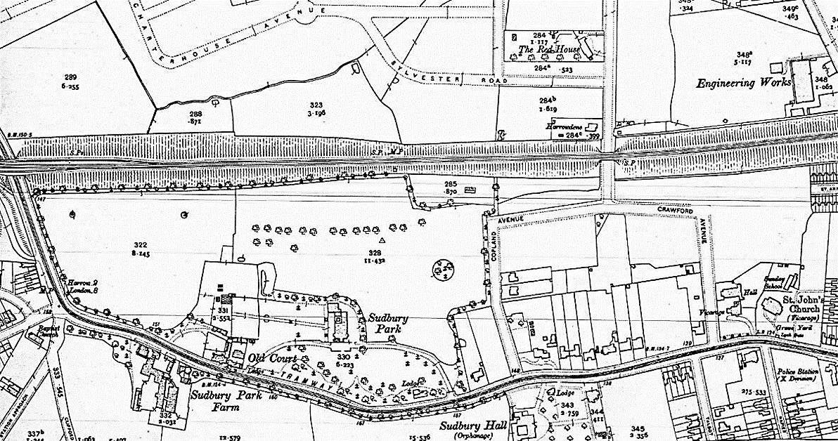Extract from the 1914 Ordnance Survey map, showing the location of the farm. (Courtesy Philip Grant, Wembley History Society)