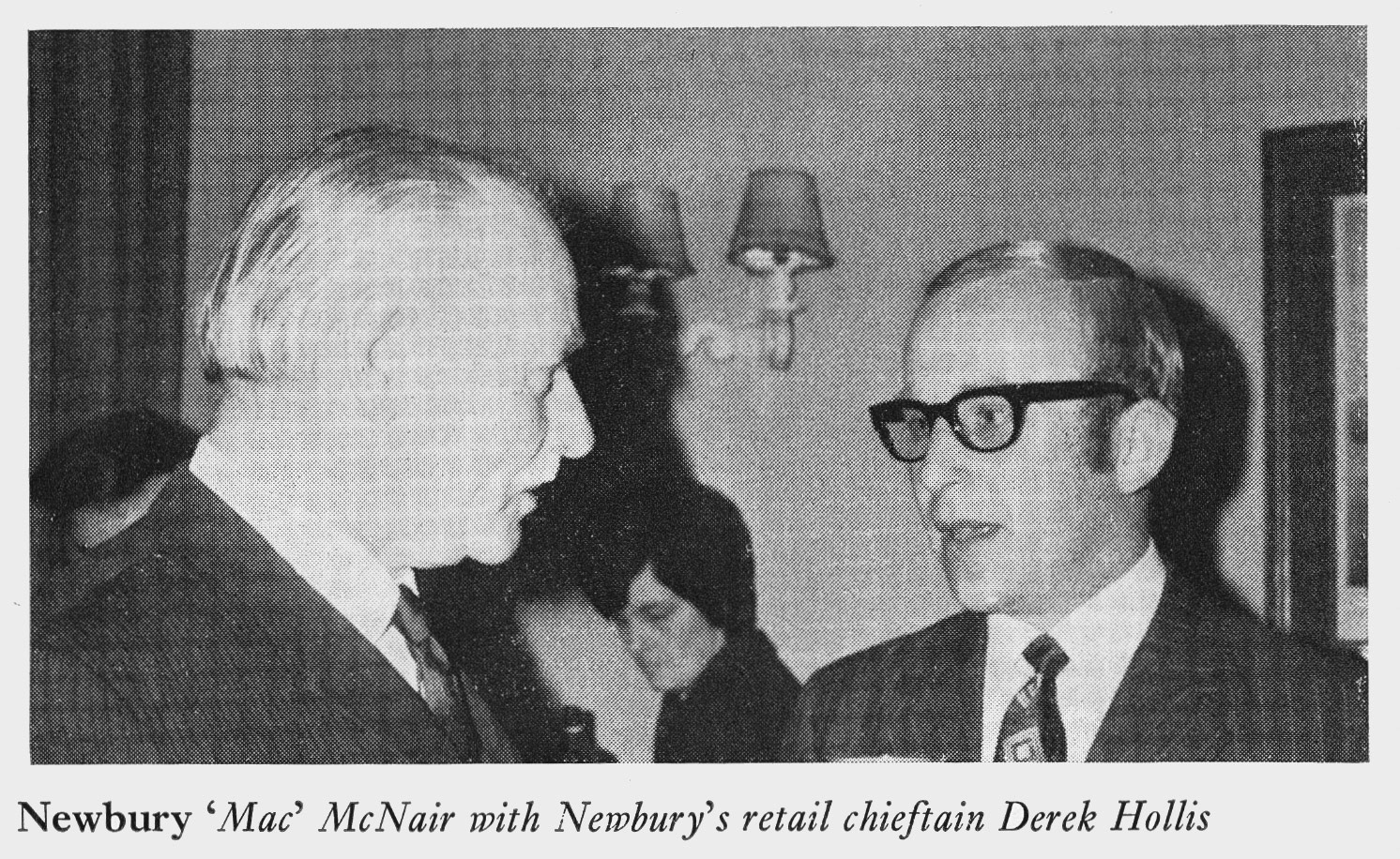1972 'Mac. McNair with Derek Hollis (Newbury Manager) at Newbury Merit and Service Dinner.(Express News Summer)