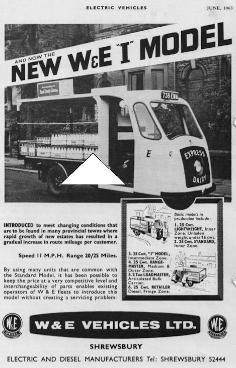 1963 New Electric Milk Float from W&amp;E, Shrewsbury Hilary Mccluskey comments "My family's dairy business was BOWYERS DAIRY at Shirley. We purchased two of these Wales &amp; Edwards milk floats in the same year. They were easy to drive and my Uncle and I drove them to the local weigh bridge for weighing before registration. One had to pass a test to be able to drive them, but the licence issued then enabled you to drive a car - there was obviously a queue from our roundsmen to take the test! The law was later changed. Bowyers’ Dairy sold out to Express Dairy on July 4th 1964 and me along with it! Then followed 30 happy years with Express Dairy and Express Foods. I ended my time working in Ruislip as Express Foods Group Payroll Manager. Hilary Bowyer. (Became McCluskey in 1991).