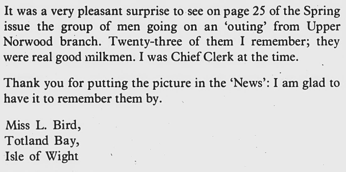 1978 Upper Norwood memories. Paul Batchelor comments "I remember Dickie Herbert was manager there in the 70's, and later Denis Wilkins who was a driving examiner for Express at one point". (Express News Autumn)