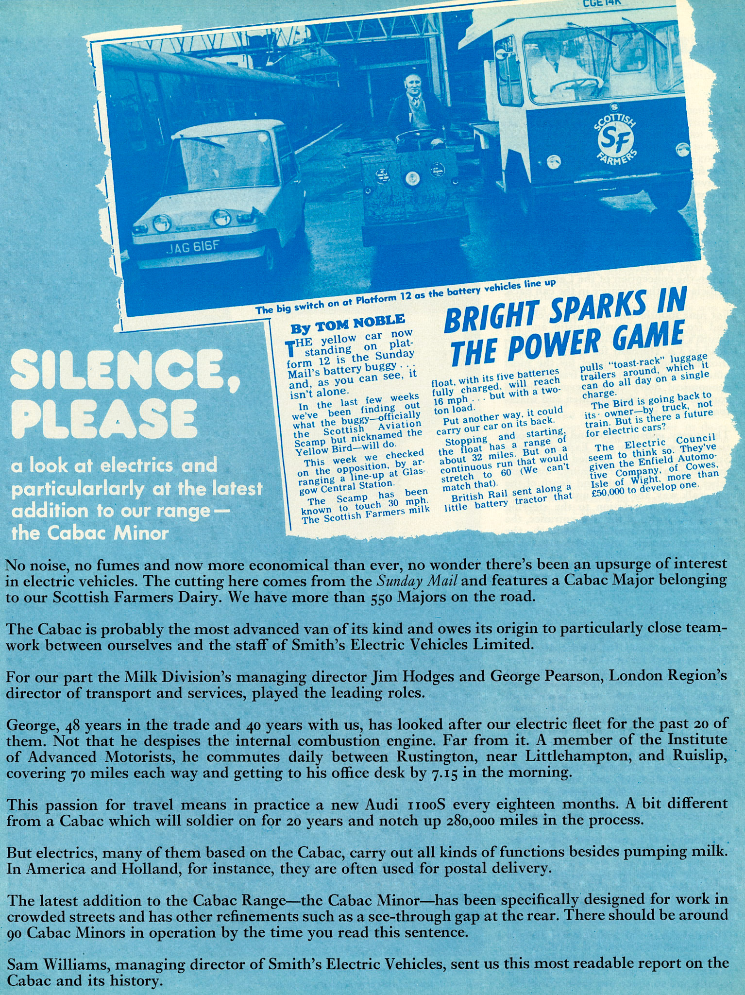 1974 New 'Cabac Minor' electric vehicle launched