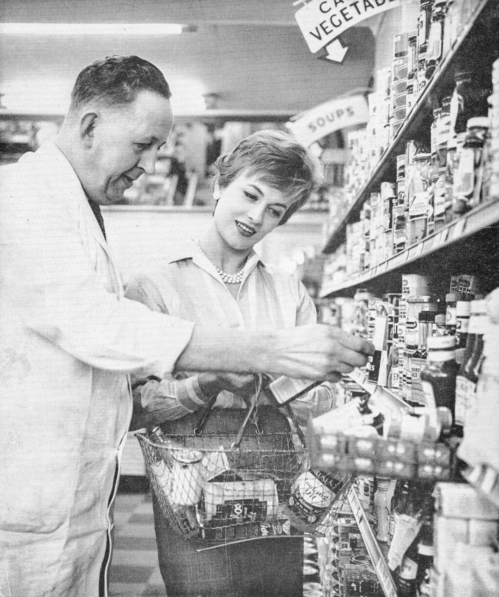 1960's Marchmont Street shop in Bloomsbury even incorporated a greengrocery section. (From Express Story 1864 - 1964)
