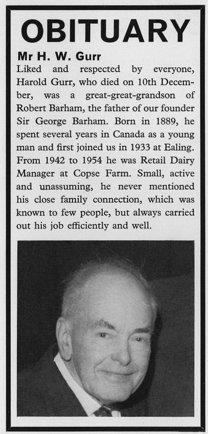 1966 Obituary Notice for Harold Gurr(Courtesy Beryl Purslove)