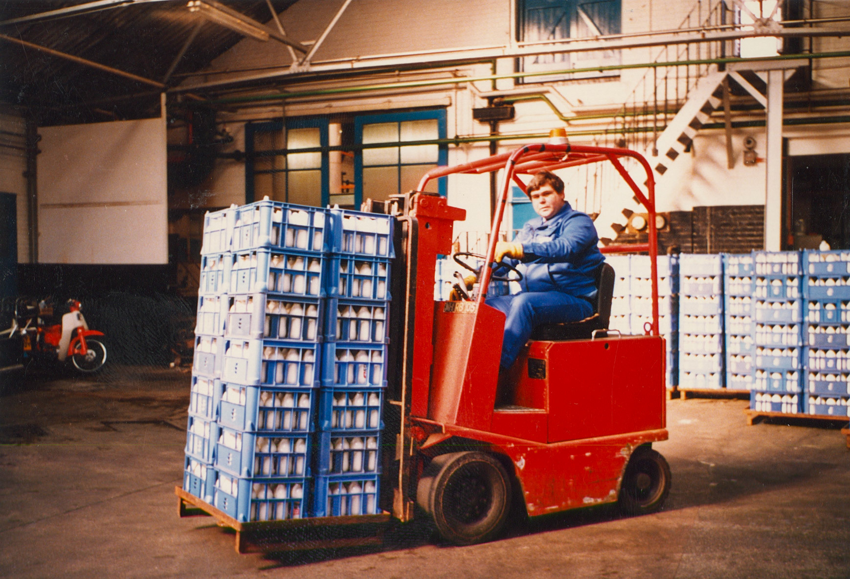 1980s Bromley Processing Transport, Yards and Forklifts. Roger Golding on the forklift. (Pictures by Reg Ball, on loan from Colin Bristow)