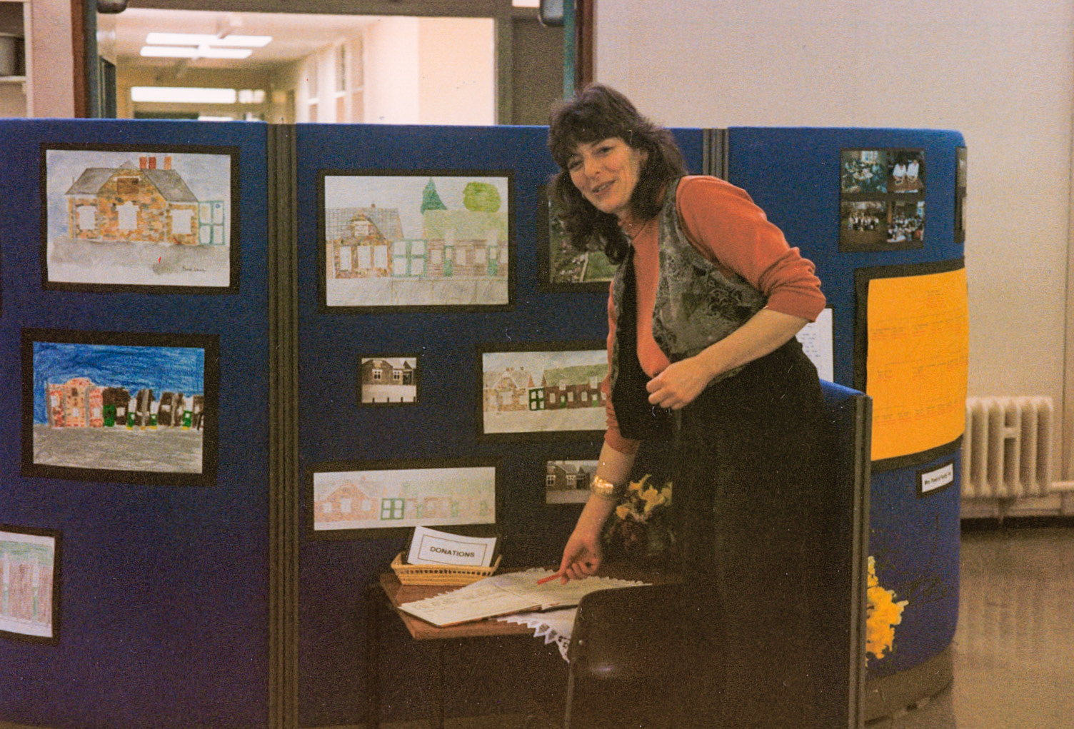 Minsterley Primary School, Matthew Taylor recognises the entrance to the hall, with the canteen on the right. Christine Savin comments "Miss Christine Hope, lovely teacher and lovely person". Jenn Dodd adds "She taught me too, she was wonderful, she always had an arm full of bangles.". Rachael Lou Lew says "I went to school with her twin sons Ed Hope and Dave". (Courtesy Joe Lyons)