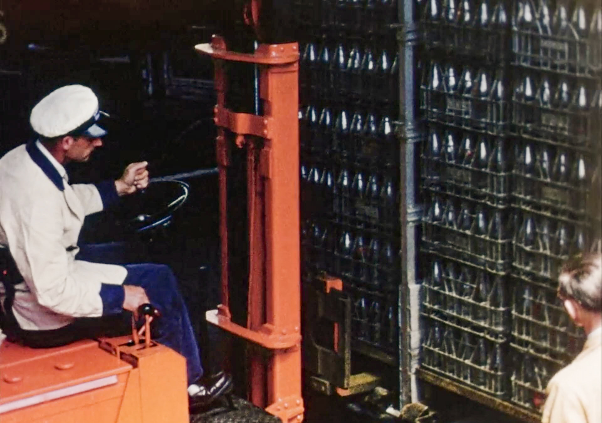 1954 South Morden Processing-unloading empties. (Stills from Express Dairy Film)