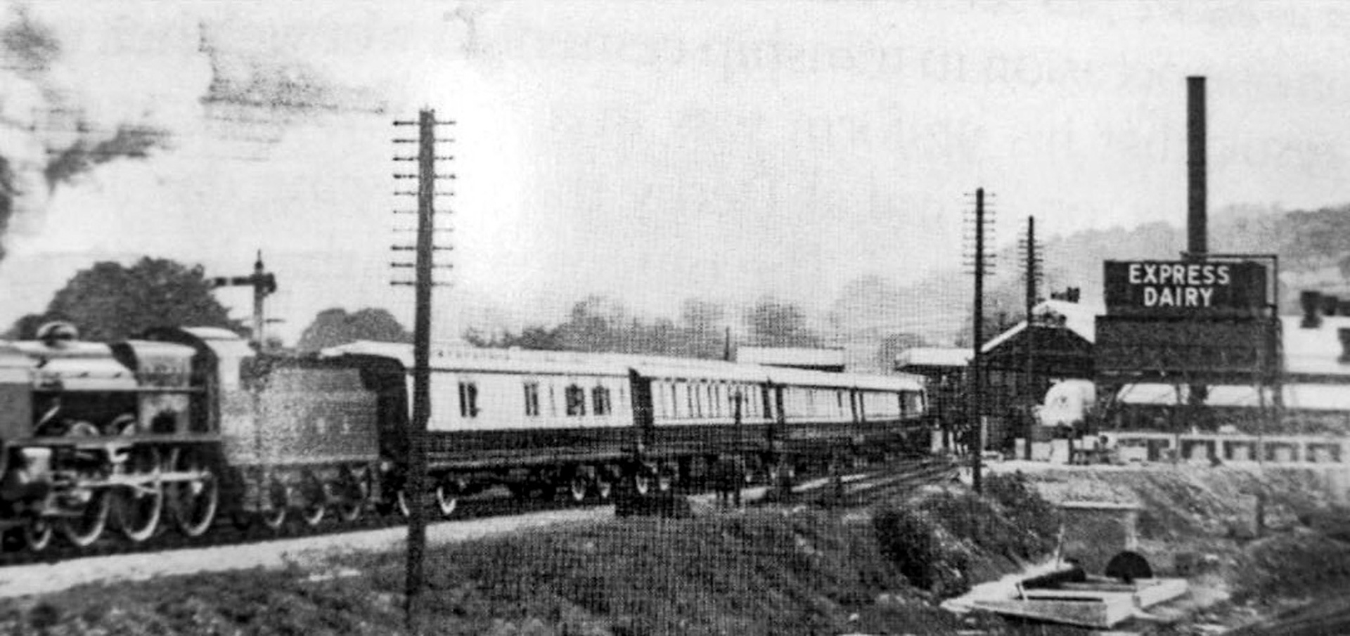 1933 Express Dairy Rowsley. Bill Conquest comments "This is when the dairy opened; if you look at the picture of the royal train you can see the rear of the road tanker". (Courtesy Alan Salt)