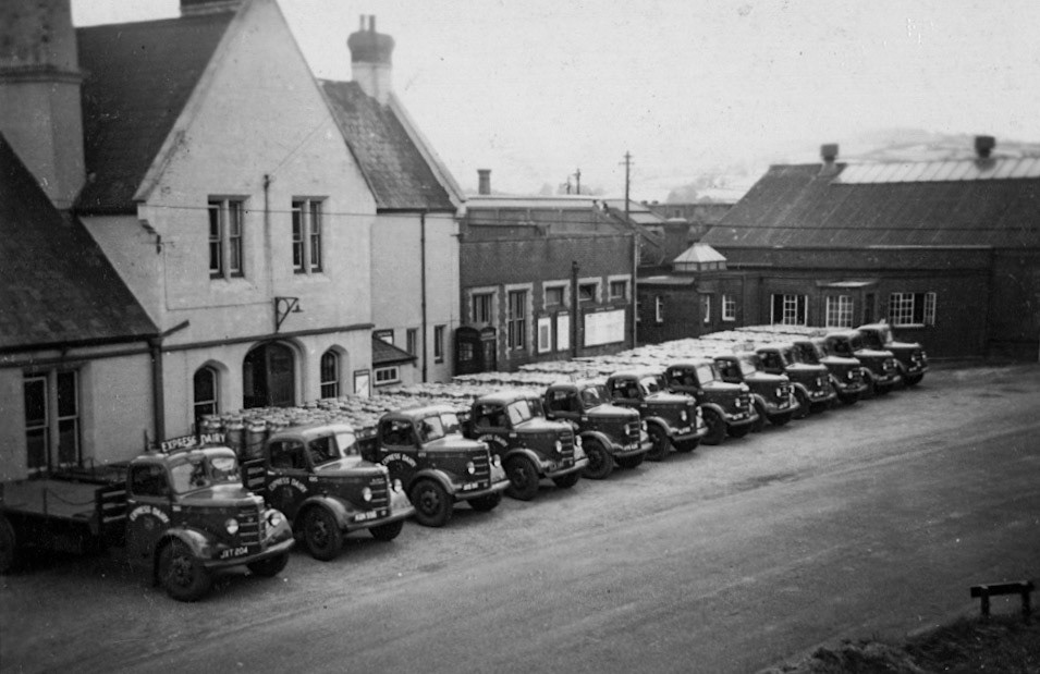 1950's Churn Lorries line up at Seaton Junction (Courtesy Keith Sweetland)