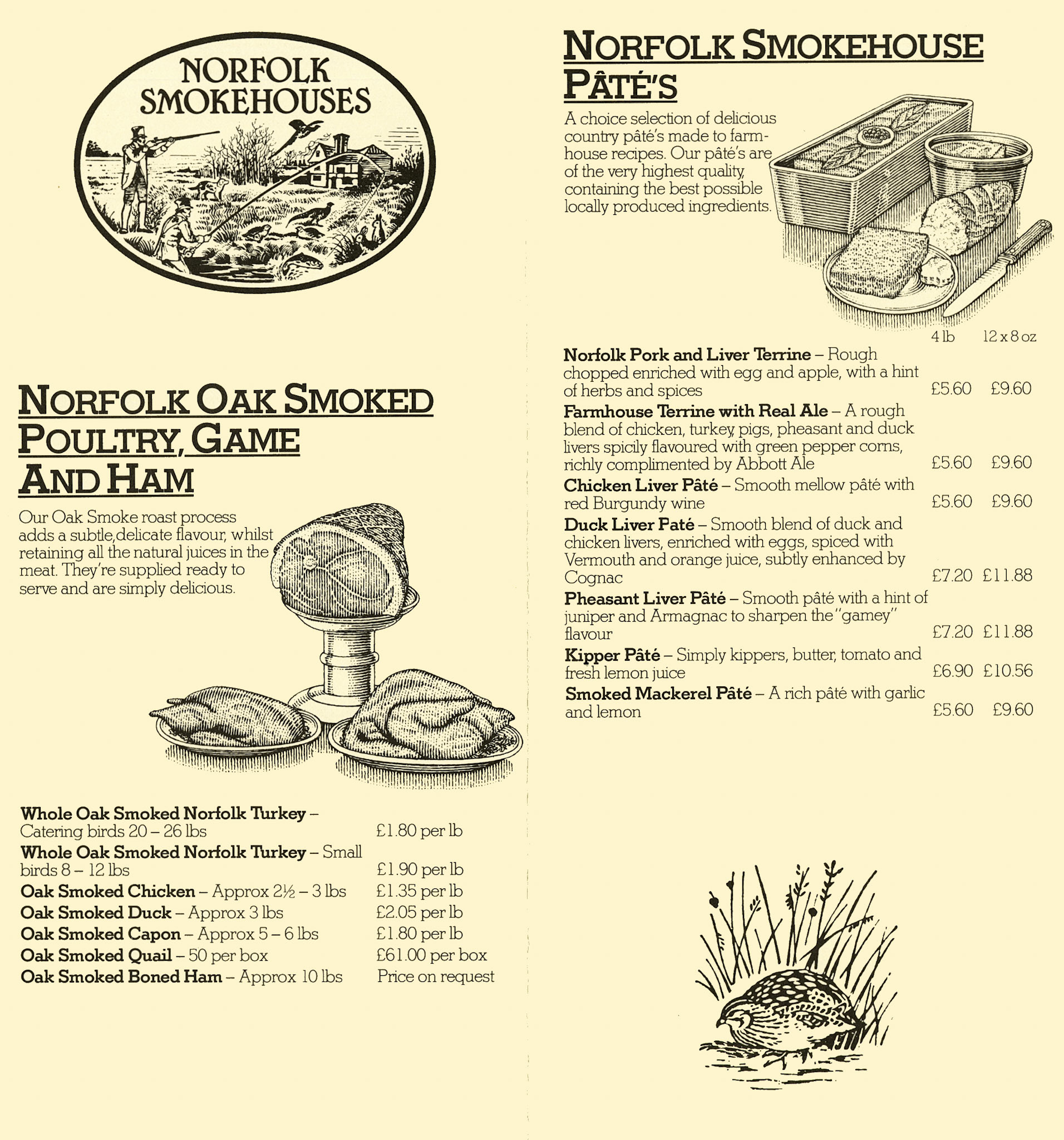 1982 Cuisine Price List (9th August) incorporating Littleglade and Norfolk Smokehouses (Courtesy John Southwell)