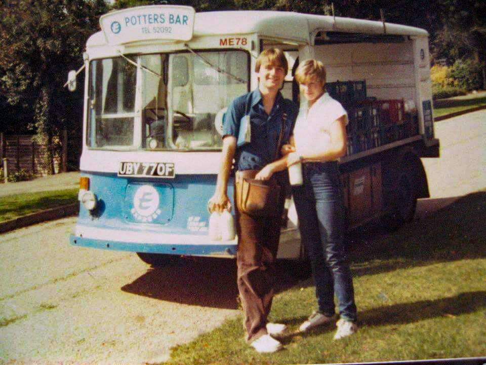 1980's Richard and Karen Davidson, Potters Bar Reg: UBY 770F, Fleet: ME78. Richard Davidson comments "Me and my then girlfriend in the early eighties. We are still married!(2023)" (Courtesy Michael Aldread)