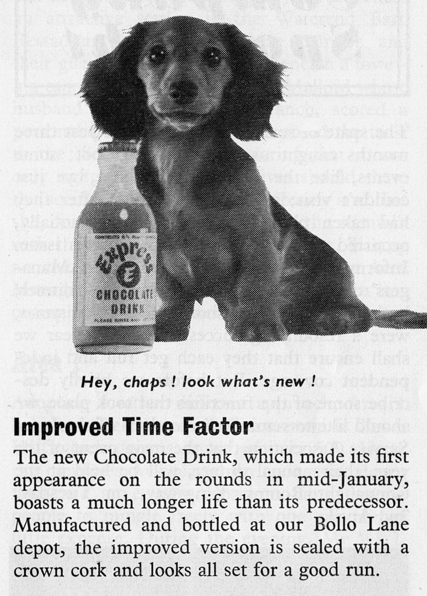 1957 Chocolate Drink produced at Bollo Lane