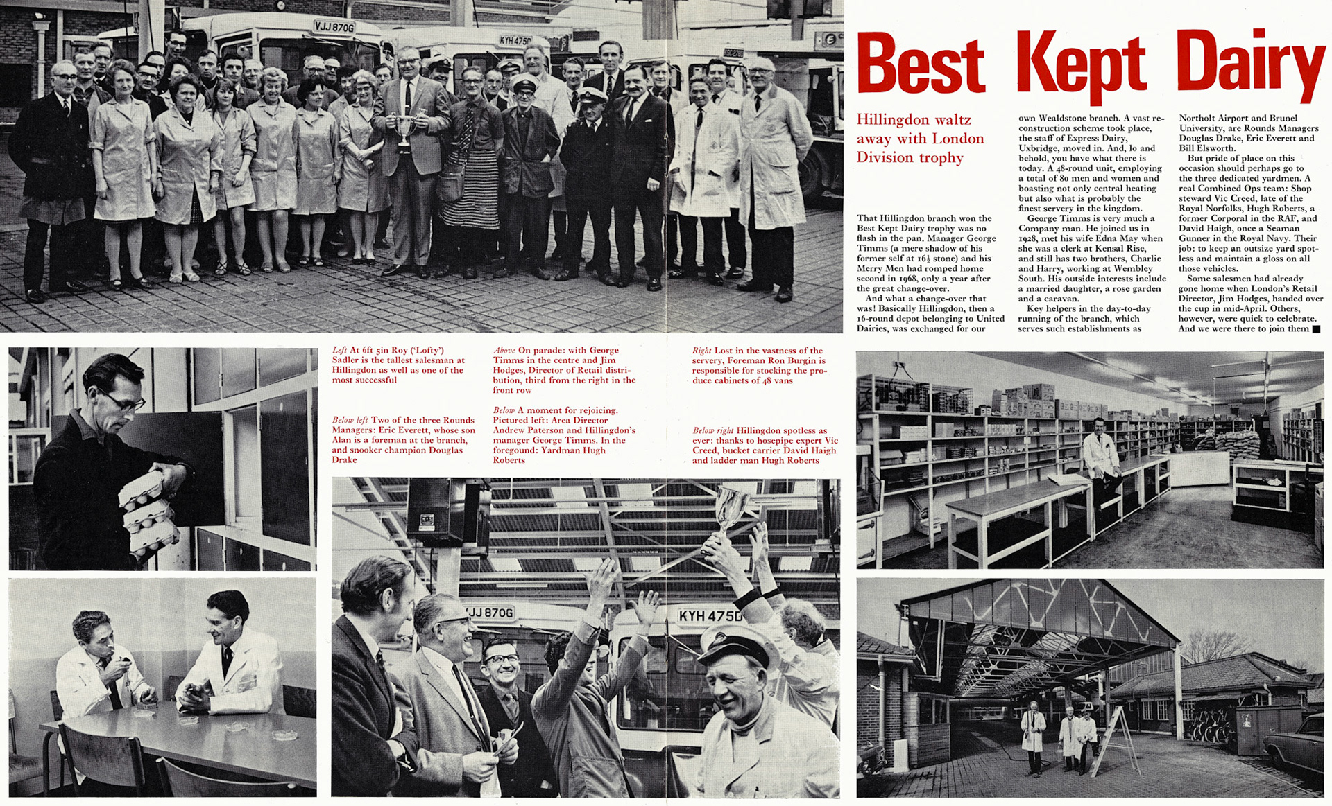 1970 Hillingdon Depot win the London Milk Division trophy. Sheila Neal identifies the 3rd person, front row from left, Mrs Margery Mason. (Courtesy Doreen Williams)