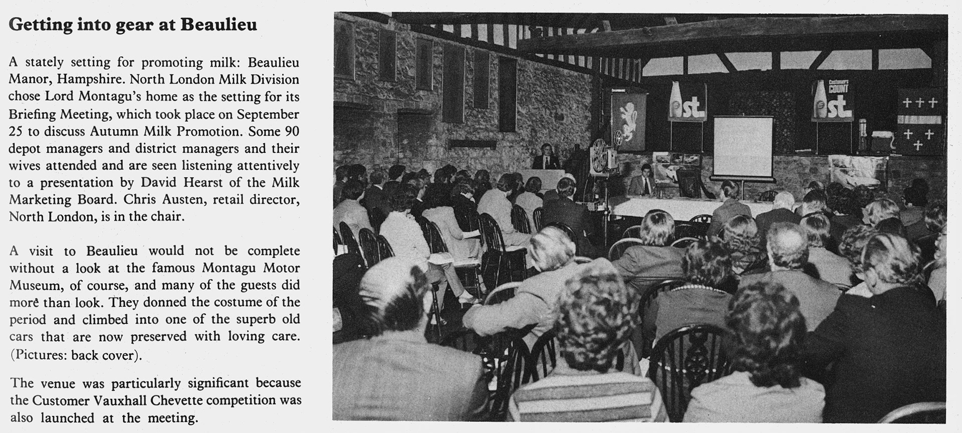 1980 Chris Austen, Retail Director for North London, addresses the Autumn Milk Promotion briefing at Beaulieu. (January Express News)