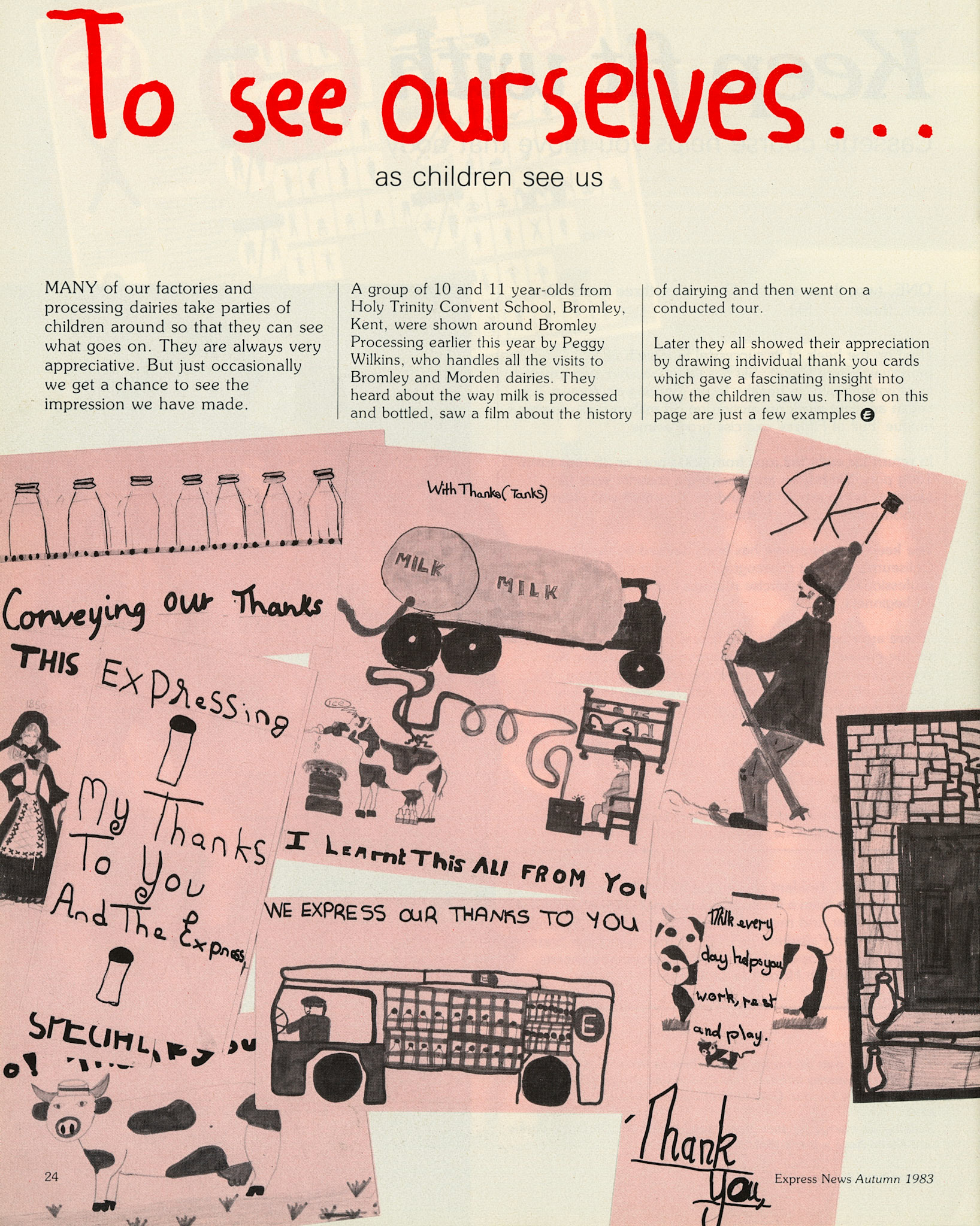 1983 Children's pictures after a tour of Bromley Processing Centre.