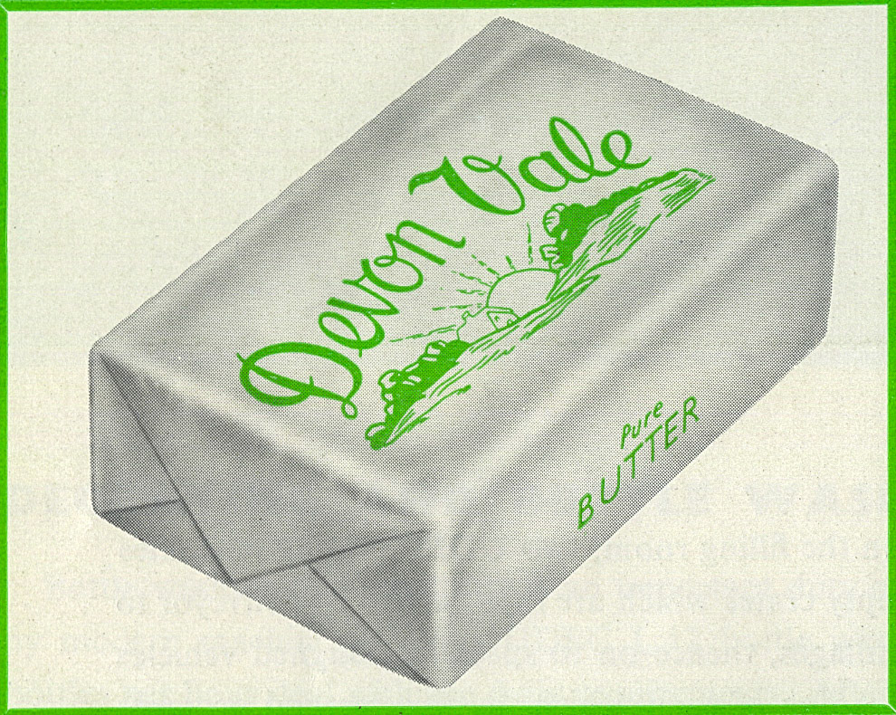 1957 Hammett's Dairies brochure extracts-'Devon Vale' butter pack. (Courtesy Michael Mitchell)