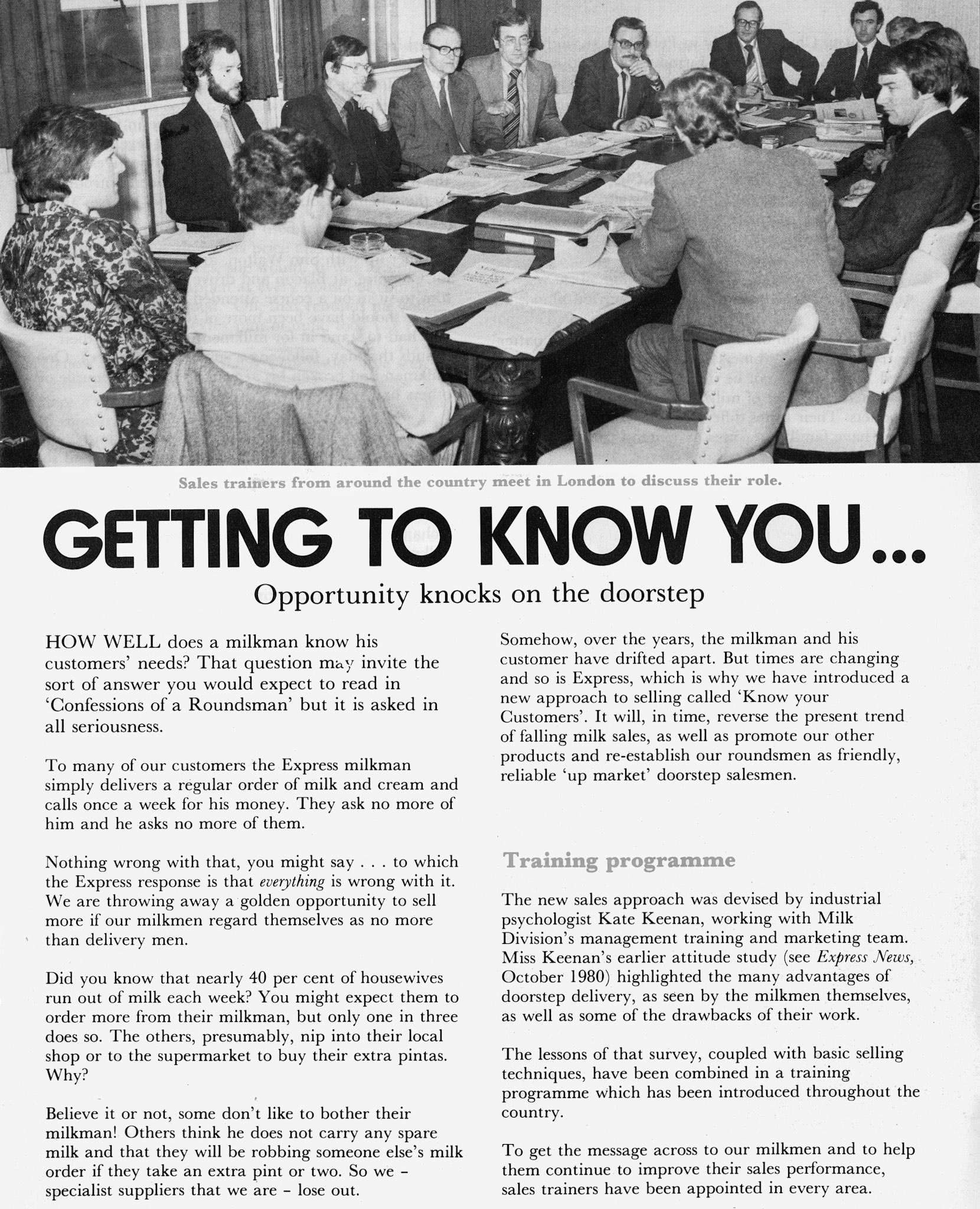 1981 Sales Trainers meet at Rossmore Road. (April Express News)