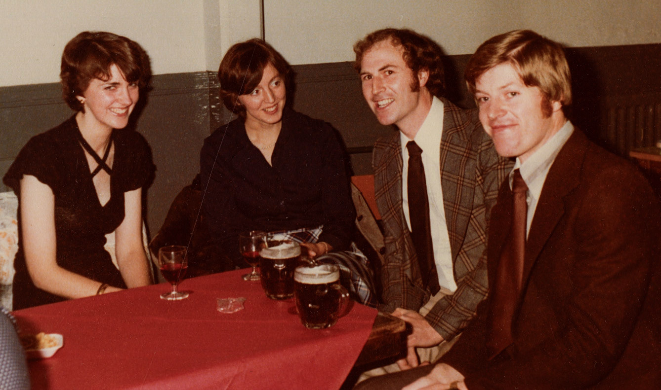 1970's "Alan Roberts and wife, Brian Evans and wife, Parish Hall (Joe Lyons Collection)