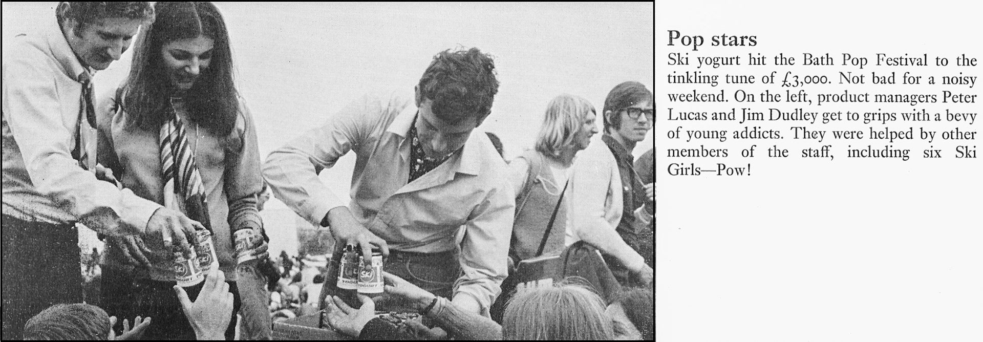 1970 Ski yogurt at the Bath Pop Festival. (Express News Autumn)