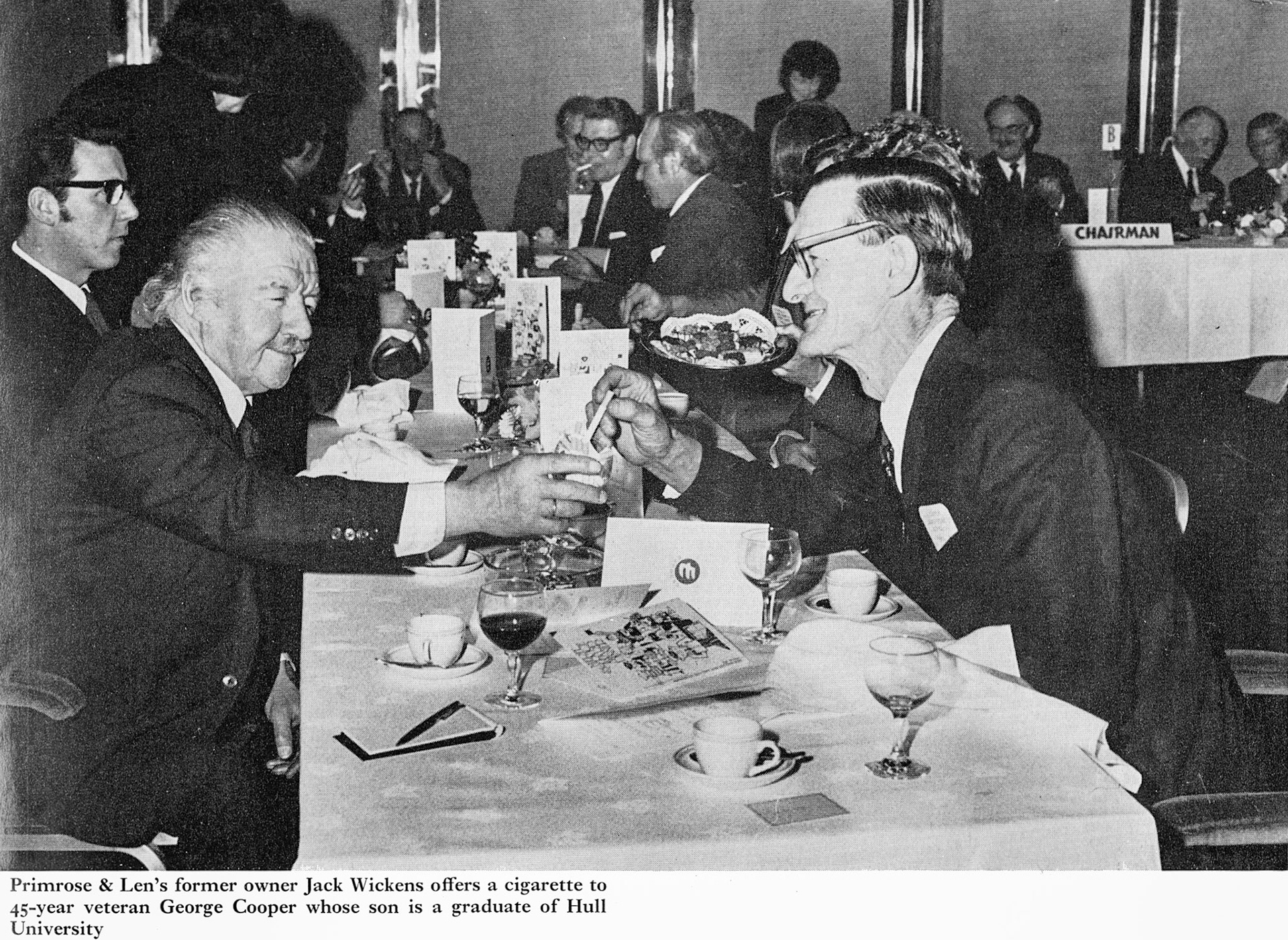 1973 Jack Wickens, former Primrose and Len owner with 45 year veteran George Cooper. (Express News Spring)