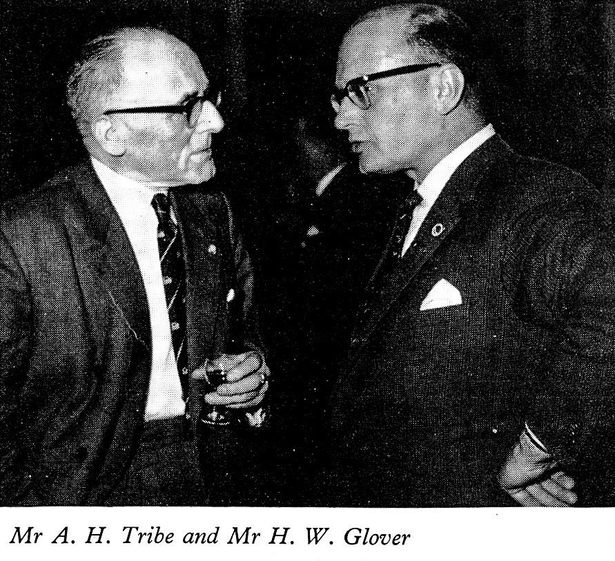 1961 Long Service Dinner at The Connaught Rooms, WC2-Mr A.H.Tribe and Mr H.W. Glover, both from Chief Office. (LSA Annual Review)