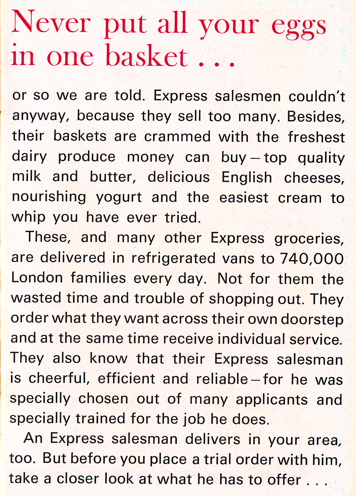 1964 'Expressly for you' customer leaflet (Courtesy Dave Fane)