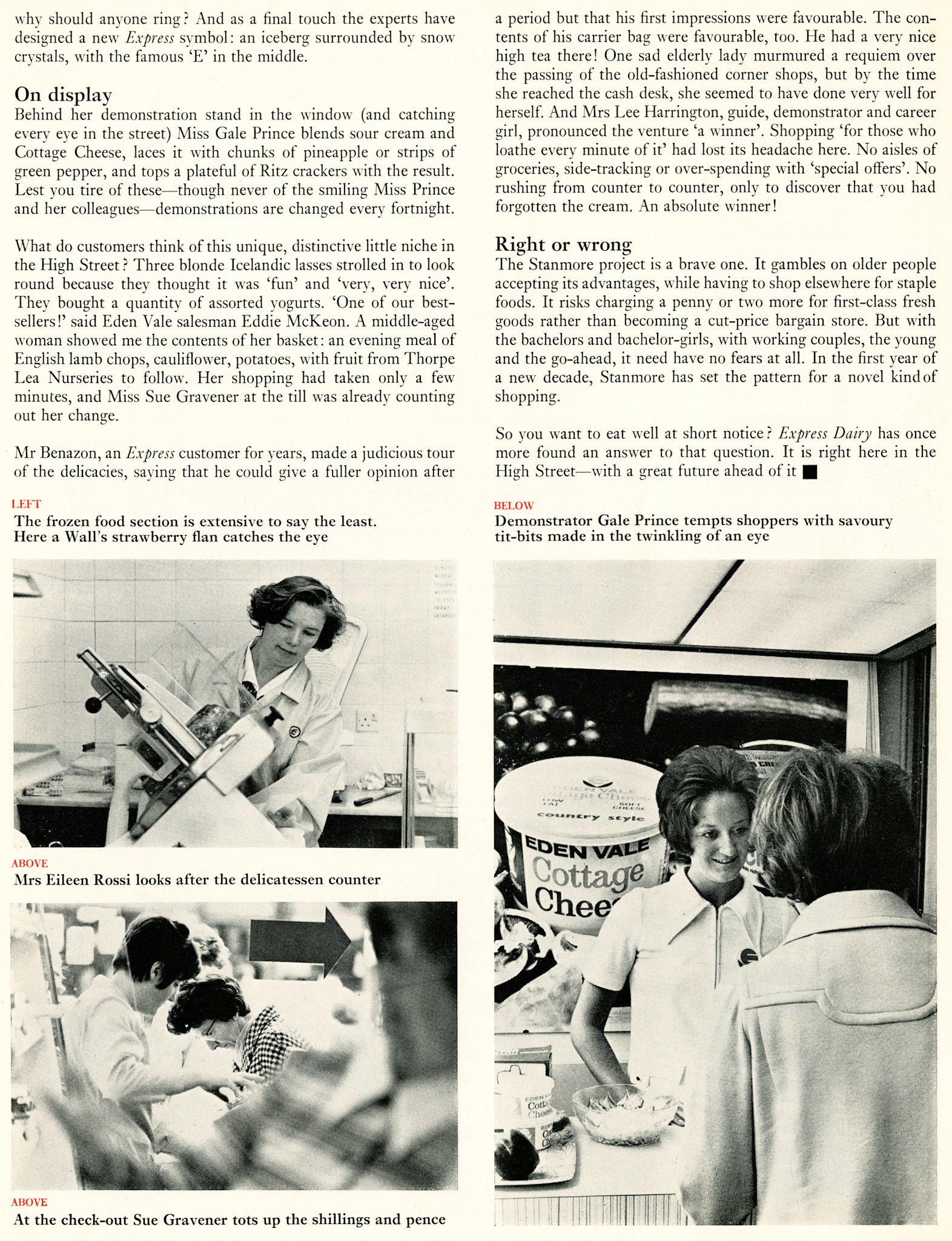 1970 New 'all-refrigerated' self-service shop in Stanmore, Middlesex