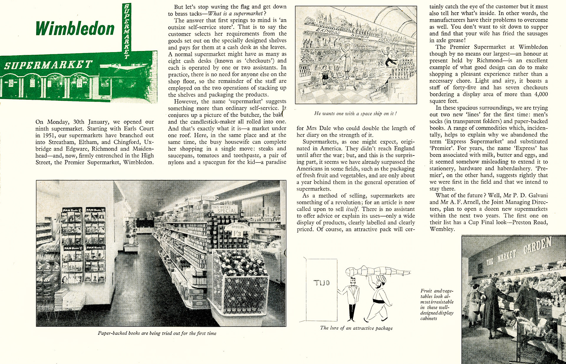 1956 Wimbledon Shop opening. (Express News April)