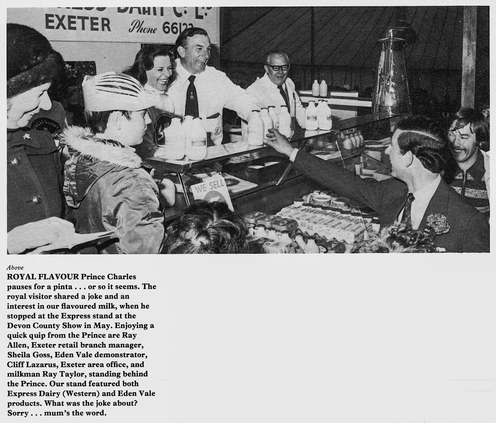 1979 Prince Charles at the Express stand at the Devon County Show.