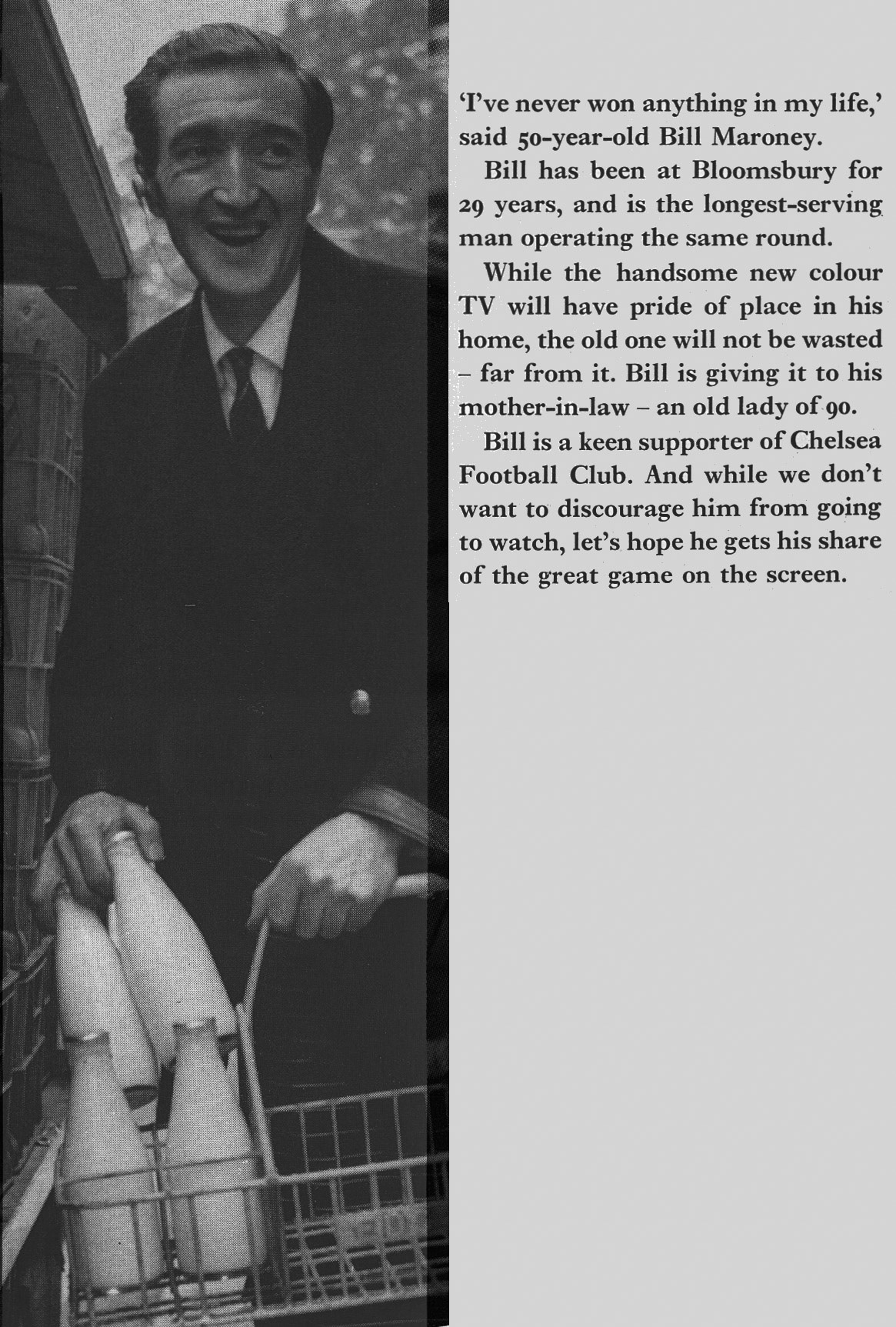 1968 London Retail prizewinning Bloomsbury salesman Bill Maroney wins colour TV. (Express News Christmas)