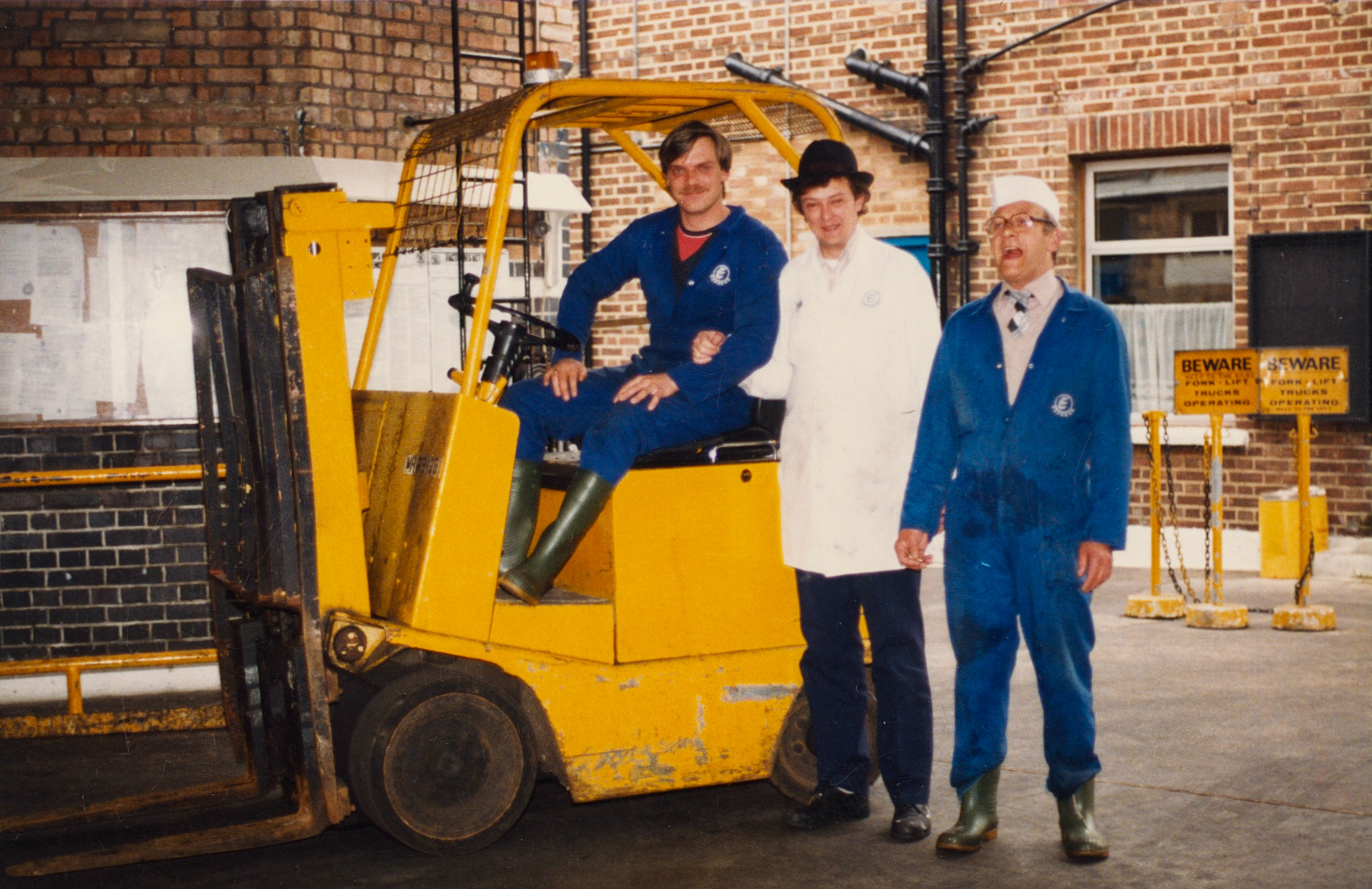 1980s Bromley Processing Transport, Yards and Forklifts. Paul Batchelor recognises Terry Mercer on the fork lift. (Pictures by Reg Ball, on loan from Colin Bristow)