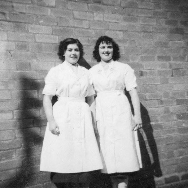 Minsterley two girls. Wendy Whitelaw identifies Jenny Broadhurst, nee Challinor on left, and Carol McMillan "Doreen Bailey nee Jones on right".(Courtesy Monica Corfield, Pontesbury past and present FB Group)