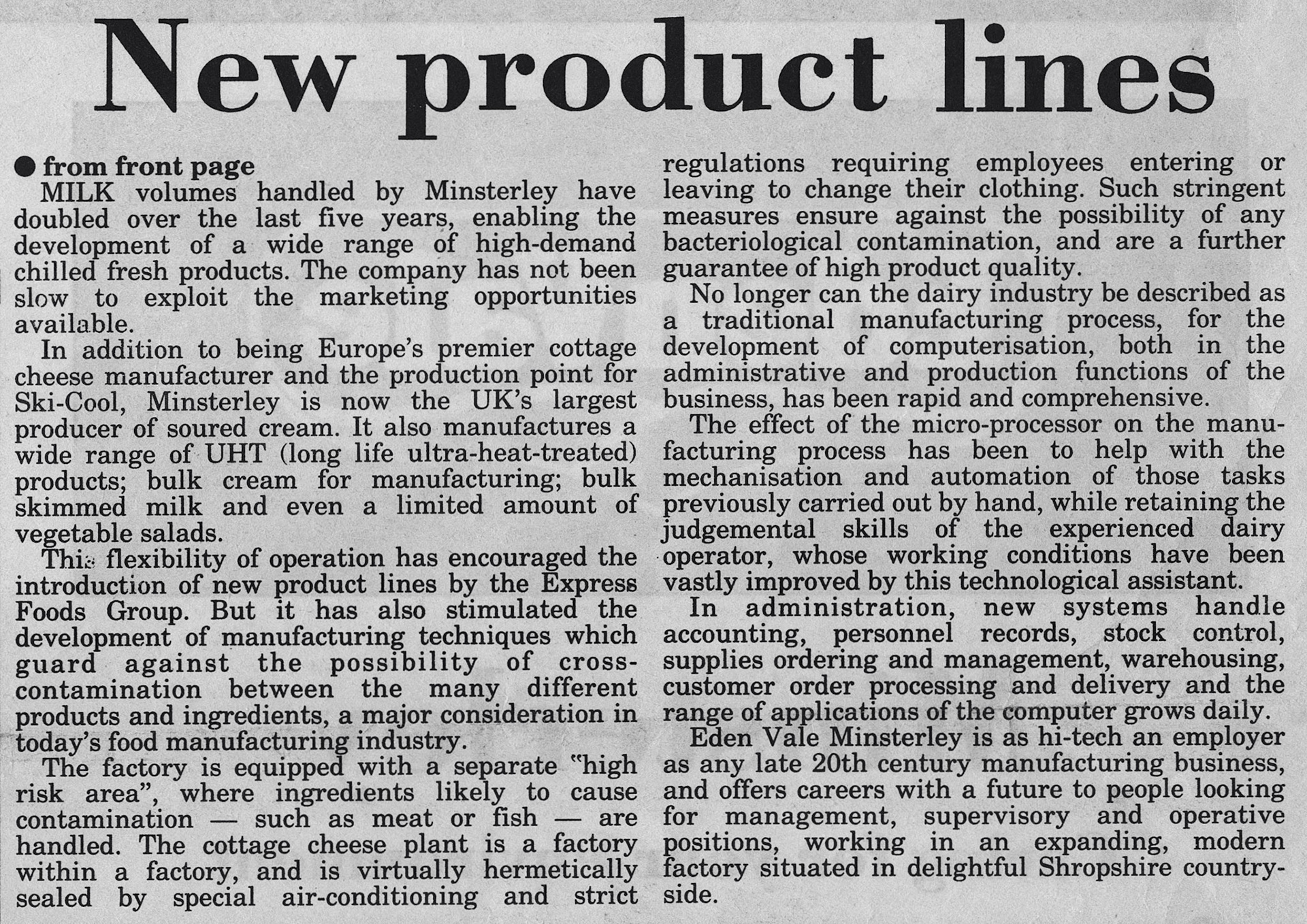 1987 Minsterley Redevelopment newspaper (Courtesy Paul Bloor)