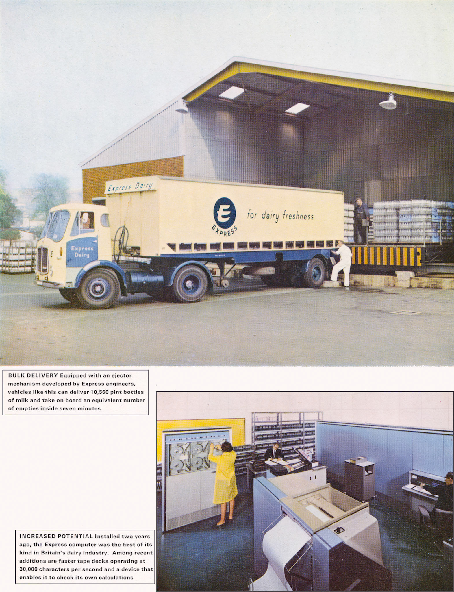 1966 Northern Region truck automation at Hillsborough, Sheffield and computer at South Ruislip. (Express in 1966 Brochure, courtesy Paul Luke)