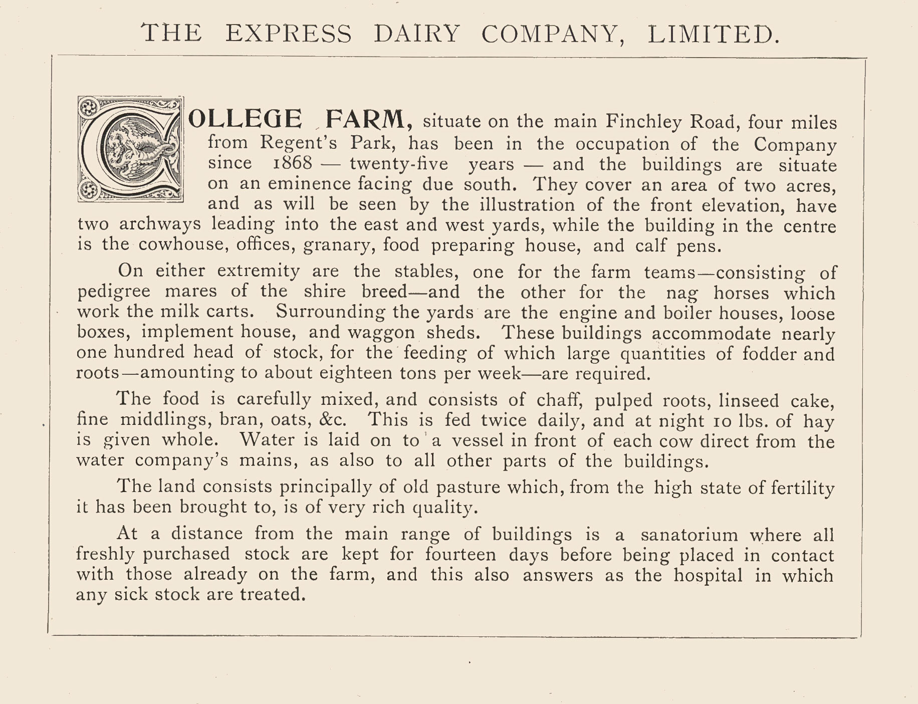 1893 Introduction to College Farm in 'Souvenir from Finchley' (Courtesy Brian Wastell)