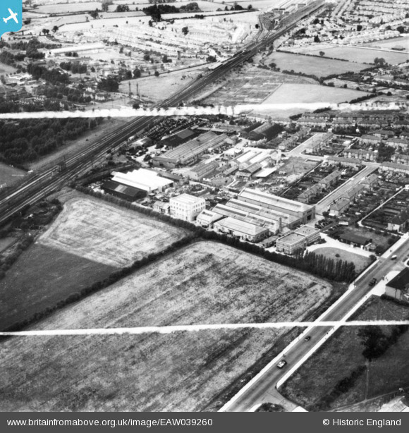 1951 South Ruislip site, prior to Express Dairy - The Air Control Installation Works, facing 258° (Courtesy Mark Amies, from Britain From Above, https://www.britainfromabove.org.uk/image/EAW039260