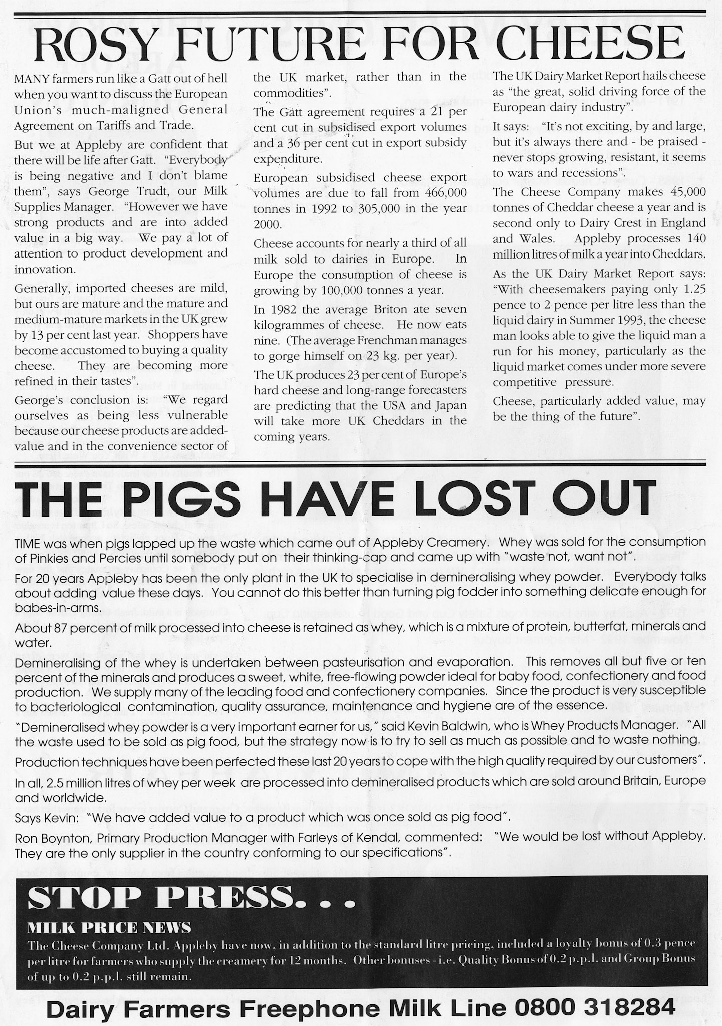 1994 April Express Foods Milk Line Newsletter (Courtesy Alan Mandle)