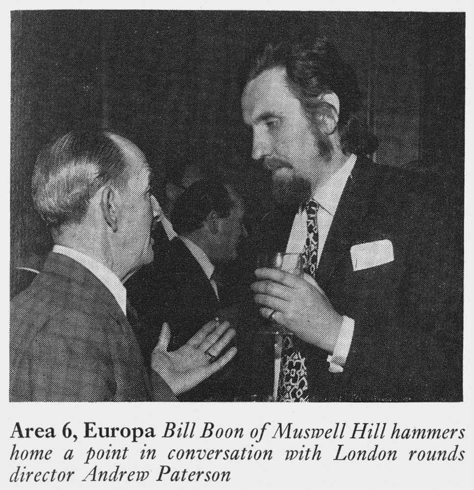 1972 Bill Boon from Muswell Hill with Andrew Paterson at London Merit and Service Dinner.(Express News Summer)