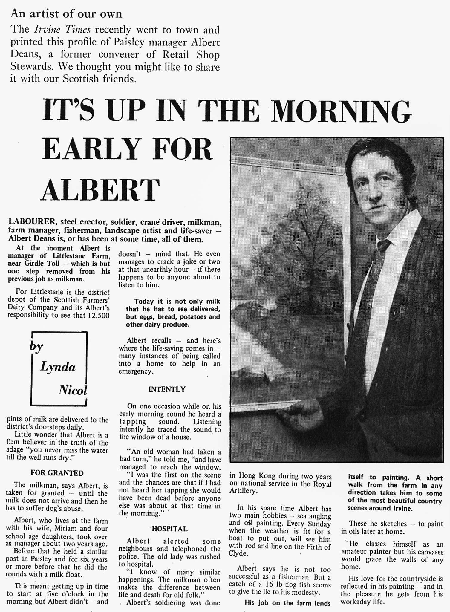 1973 Scottish Farmers Littlestane Farm Depot manager Albert Deans is a man of many talents. (Express News Summer)